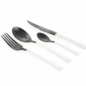 Servizio Set di Posate 24 Pezzi Acciaio Villa d'Este Home Tivoli Inverse Nero/Bianco
