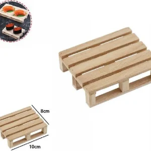 Set 2pz Mini Pallet Di Legno Bancale Vassoio Piatto Sottobicchiere 10x8cm 74031a