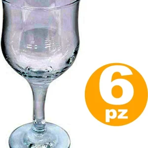 Set 6pz Calici Tulipe Vetro 20cl Trasparente Bicchieri Acqua Vino Rosso Bianco