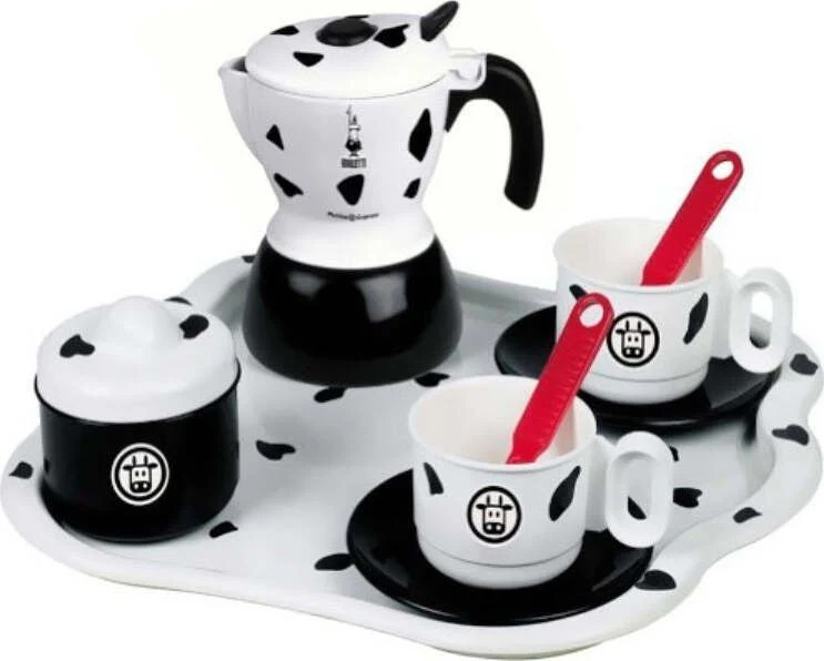Set Caffè Bialetti Con Vassoio Tazzine Caffettiera Piattini Zuccheriera Bimbi 3+