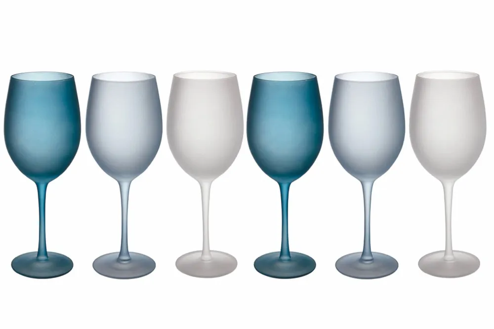 Set 6 Calici Frosted Vetro 550 ml Villa d'Este Home Tivoli Blue Dream