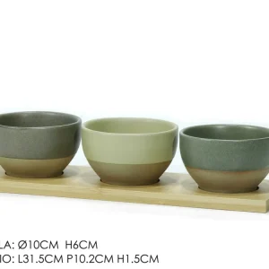 Set da 3 ciotole con vassoio bamboo