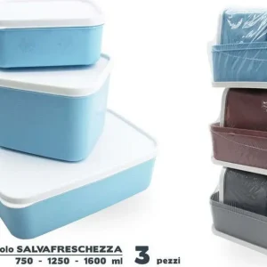Set 3 Contenitori Barattolo Salvafreschezza Alimenti Cibi Freezer Ermetico 947676