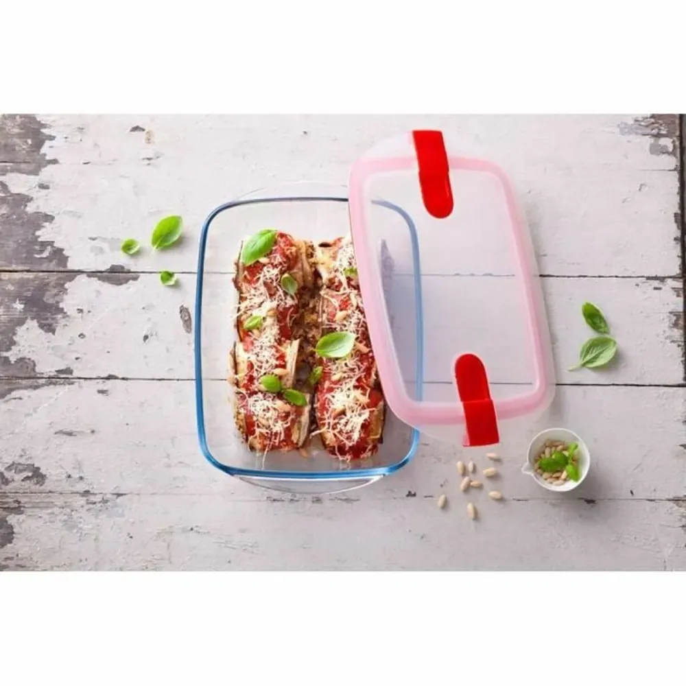 Set di Contenitori da Cucina Ermetici Impilabili Pyrex Cook & Heat Rosso Rettangolare 5 Pezzi