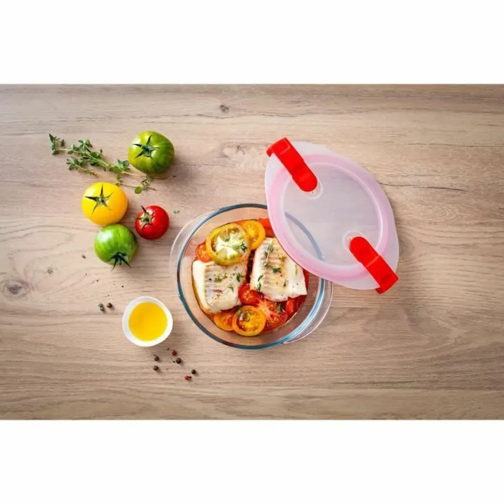 Set di Contenitori da Cucina Ermetici Impilabili Pyrex Cook & Heat Rosso Rettangolare 5 Pezzi