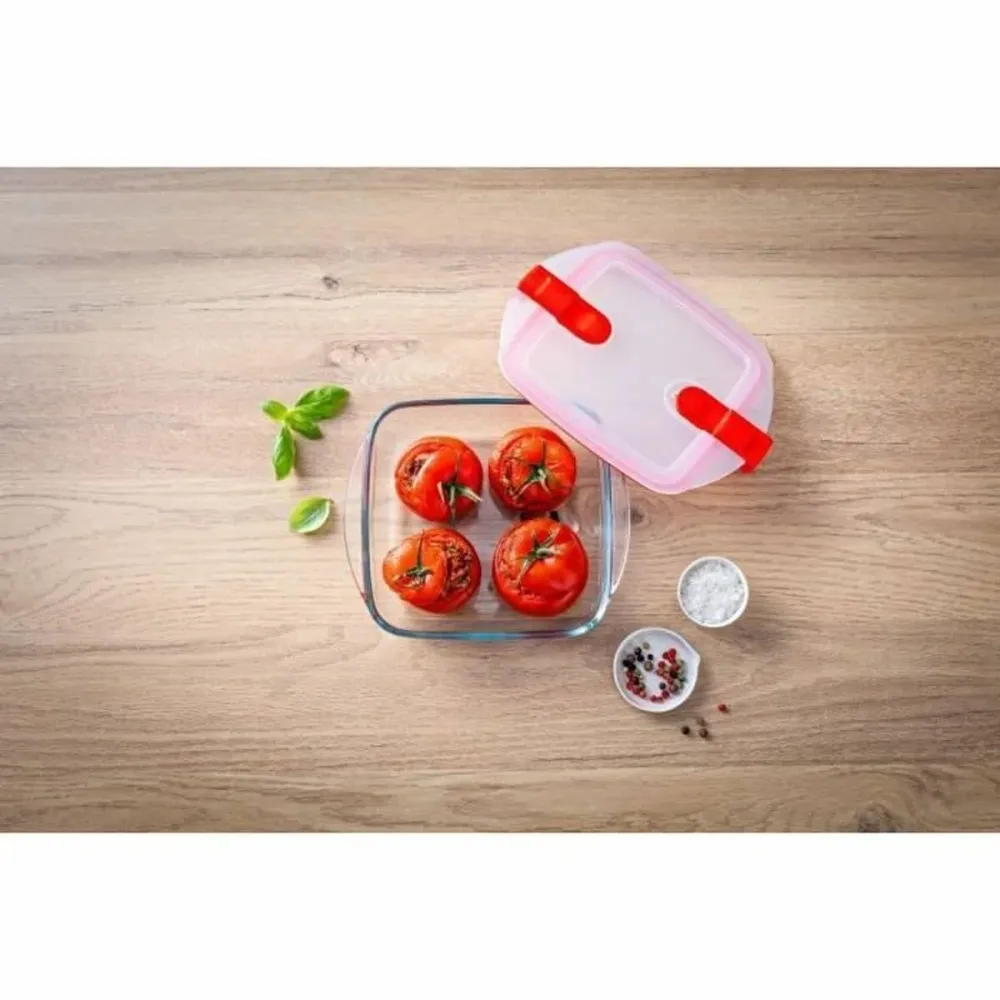 Set di Contenitori da Cucina Ermetici Impilabili Pyrex Cook & Heat Rosso Rettangolare 5 Pezzi