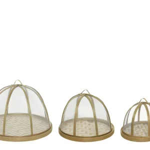 Set da 3 - Coprivivande cupola bamboo color naturale - d.31/23,5/19cm h.22/16/13cm - Kaemingk
