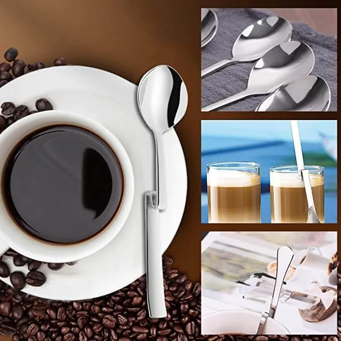 Set 4 Cucchiaini Piegati Acciaio da Marmellata, Caffe, Long Drink