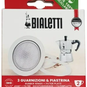 Set di 3 Guarnizioni e 1 Portafiltro 2 Tazze Moka Bialetti