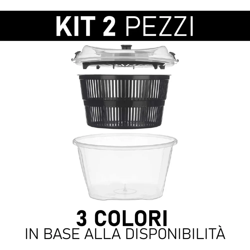 Set 2 Pezzi Centrifuga per Alimenti Verdure Manuali Plastica Colori Assortiti