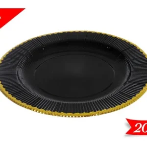 Set 6 piatti carta 20cm nero 639720