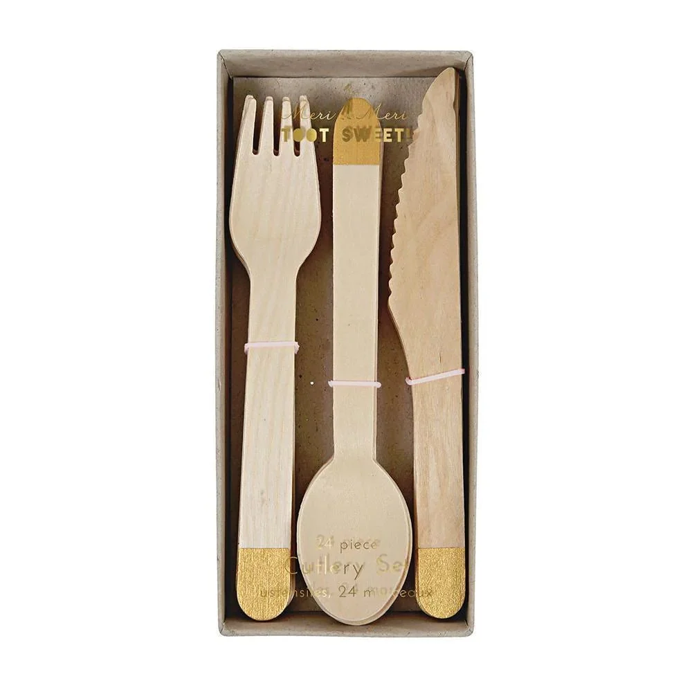Set di posate legno dorato