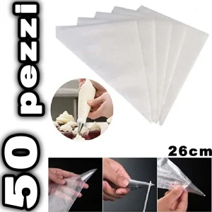 Set 50 Saccapoche Usa E Getta Monouso Sacca Pasticcere Sac Poche Cake Da 26cm