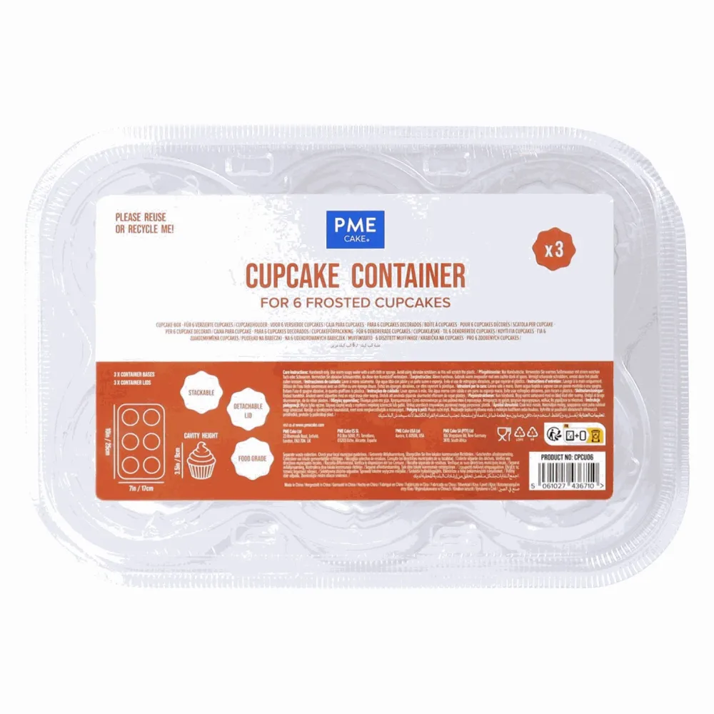 Set da 3 Scatole per Cupcake - 6 scomparti