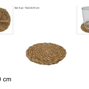 Set di 4 sottobicchieri corda da 10cm