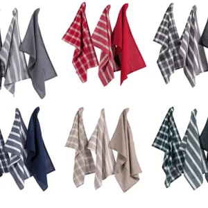 Set di 3 strofinacci cucina cotone 40x60cm tartan - 3 modelli assortiti - 180g/mq - Star