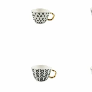 Set 6 Tazzine da Caffè Ø7x5 cm Gres Villa d'Este Home Tivoli Masai Nero e Bianco
