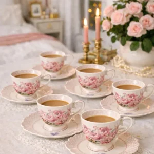 Set 6 Tazzine Caffè con Piattino Fiorirà 90 ml Nuvole di Stoffa