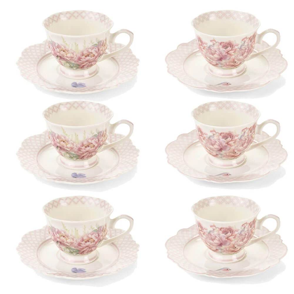 Set 6 Tazzine Caffè con Piattino Fiorirà 90 ml Nuvole di Stoffa