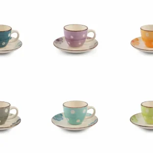 Set 6 Tazzine Caffè con Piattino Gres 50 ml Villa d'Este Home Tivoli Margarita