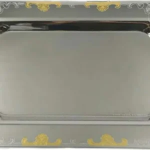 Set 3x Vassoi Acciaio Inox 18/10 Tris Vassoi Serie Oro Con Manici Decorati Oro 18 Kt Tres Italia