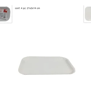 Set di 4 vassoi bianchi 14x21,5cm