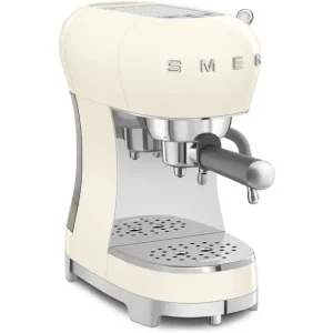 Smeg Macchina per espresso 50's ECF02CREU (portafiltro) – 15 bar, 1,1 l, ugello per schiuma di latte, beige/crema