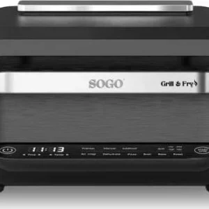 SOGO Griglia con friggitrice ad aria multifunzione 4L/ grill + friggitrice / 1700W / touch control / timer 120min
