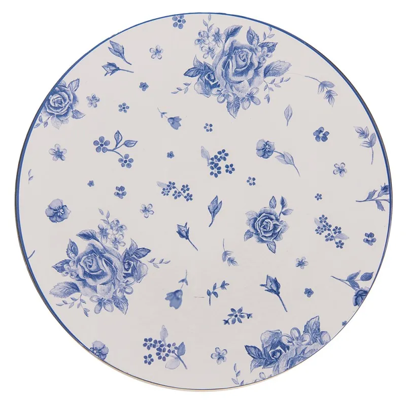 Sottopiatto plastica con motivo floreale blu-Clayre & Eef
