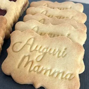 Stampo per biscotti forma di Auguri Mamma (cornice + timbro scritta)