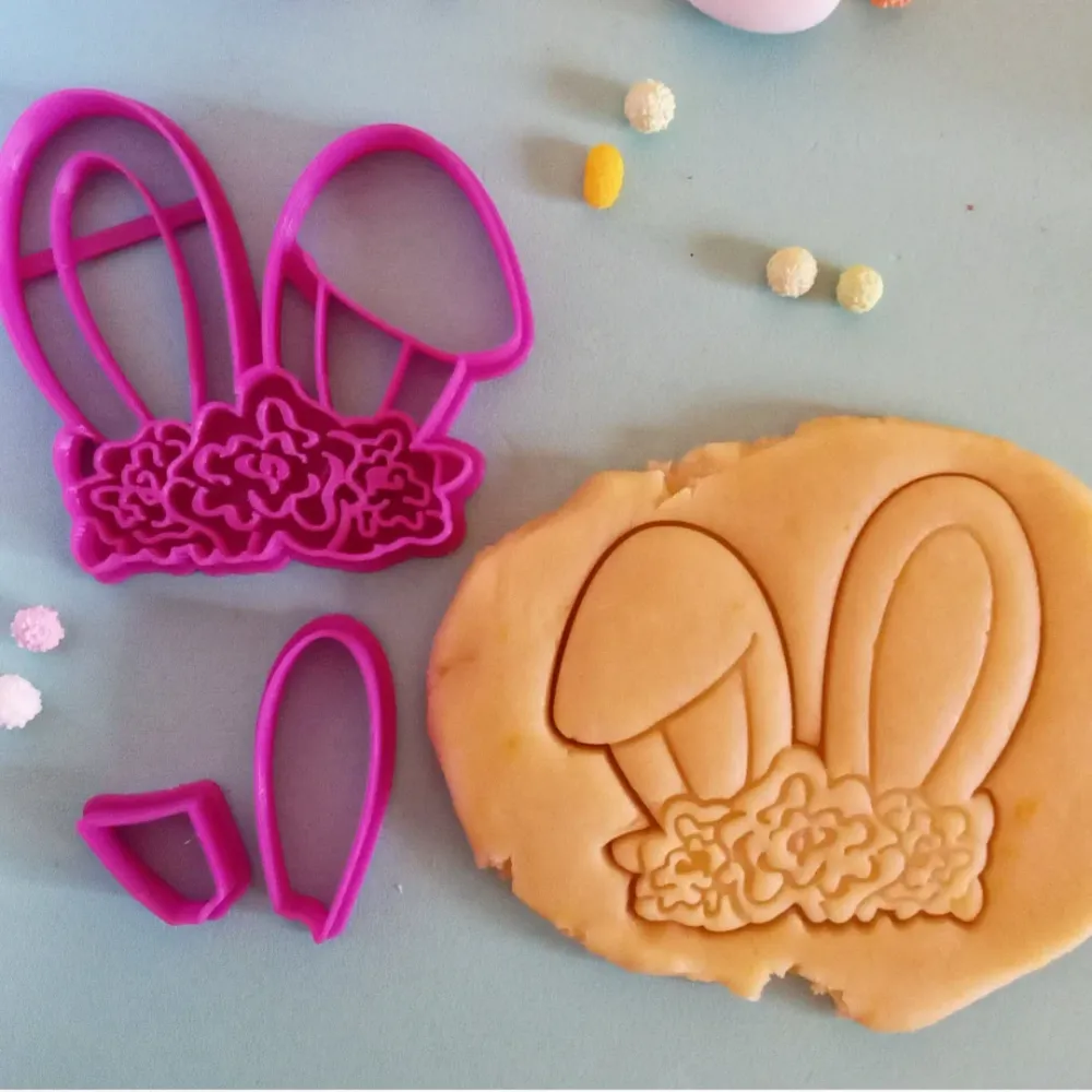 Stampo per biscotti forma di Segnaposto orecchie coniglio fiori scomponibile
