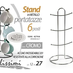 Stand cromo per 6 tazzine misura 12x12x27cm