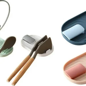 Supporto multifunzione poggia mestoli e coperchio organizer cucina pieghevole antigoccia portautensili da cucina