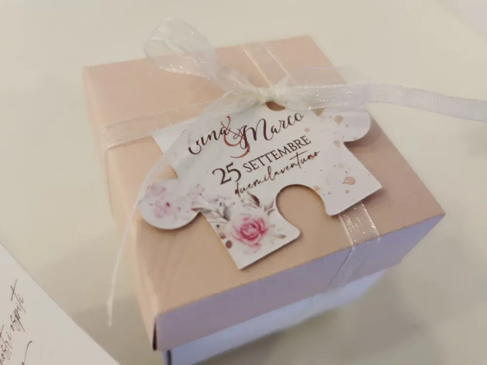 Tag bomboniera - linea Pink Puzzle Box