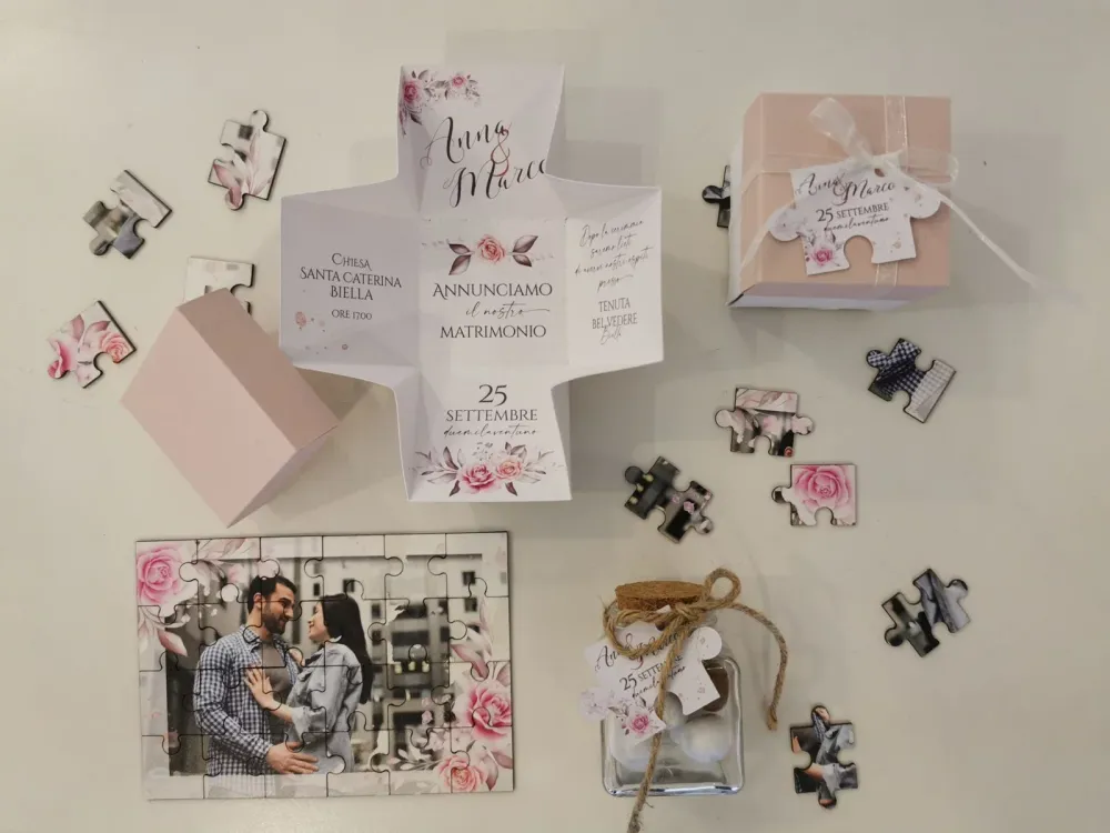 Tag bomboniera - linea Pink Puzzle Box