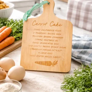 Tagliere Bambù con Ricetta Carrot Cake Incisa