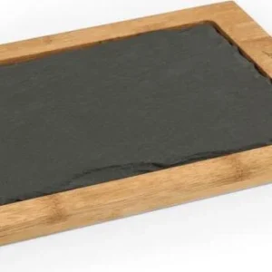 H&H - TAGLIERE BAMBU' CON PIATTO ARDESIA 19X42CM LINEA ALESSANDRO BORGHESE