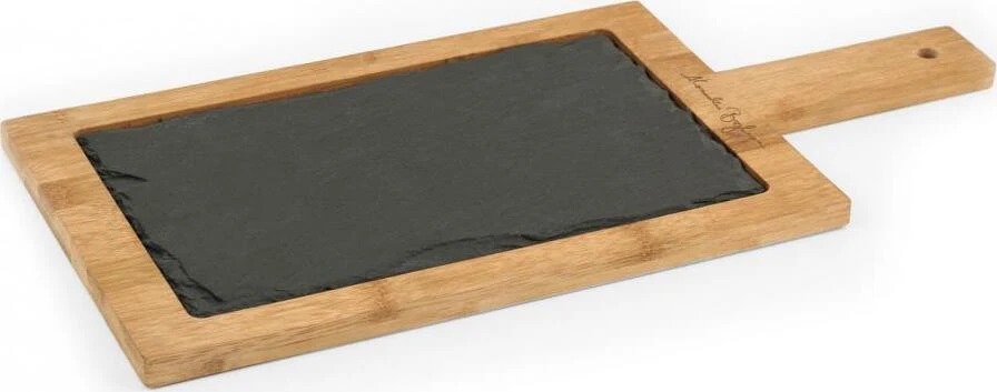 H&H - TAGLIERE BAMBU' CON PIATTO ARDESIA 19X42CM LINEA ALESSANDRO BORGHESE