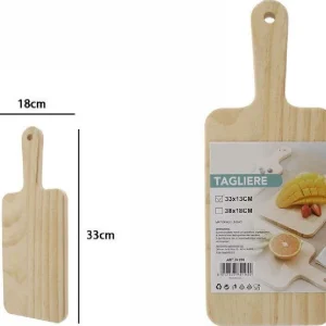 Tagliere Rettengolare Legno Affetta Pane Salumi Carne Con Manico 33x18cm 74194