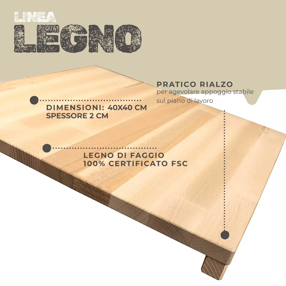Tagliere spianatoia, legno di faggio, 40x40 cm