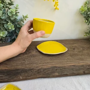 Tazza da cappuccino gres senza manico collezione Citron