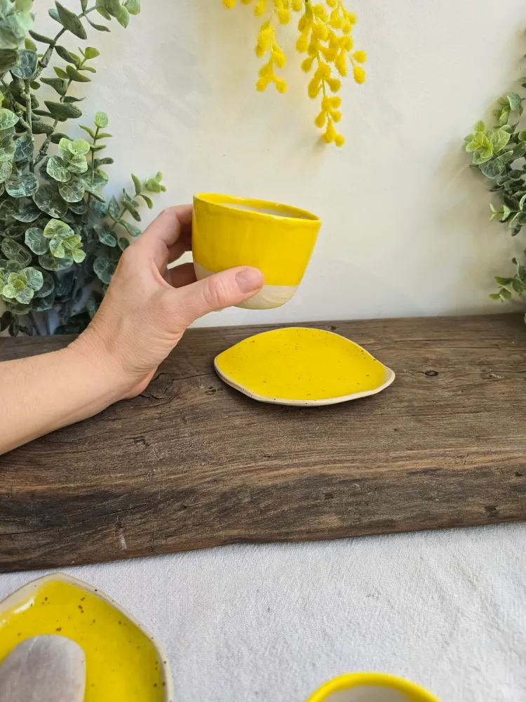 Tazza da cappuccino gres senza manico collezione Citron