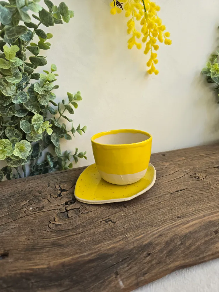 Tazza da cappuccino gres senza manico collezione Citron