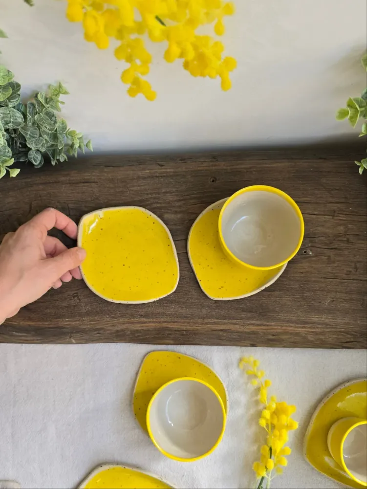 Tazza da cappuccino gres senza manico collezione Citron