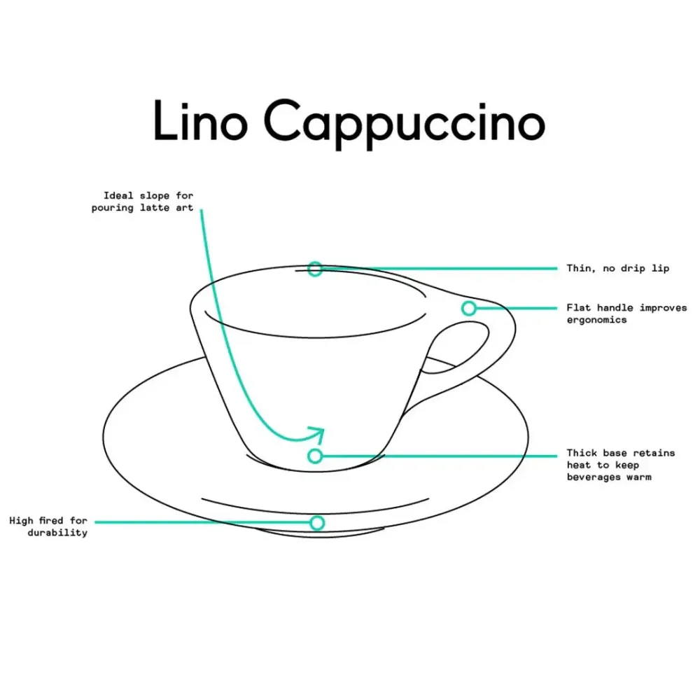 Tazza Grande Cappuccino Lino 180ml con piattino - Nero