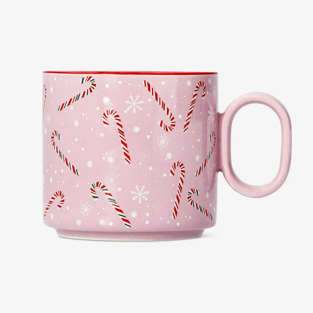 Tazza rosa con bastoncini di zucchero - 300 ml