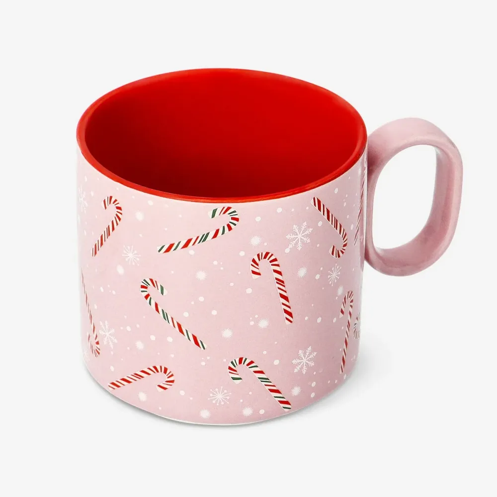 Tazza rosa con bastoncini di zucchero - 300 ml