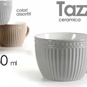 Tazza Tazzone Latte Decoro Rigato Ceramica 741012 460ml Vari Colori Assortiti