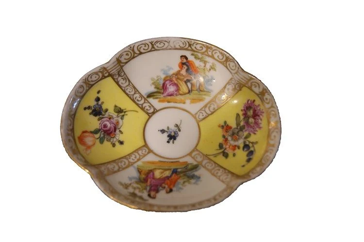 Tazzina con piattino porcellana gialla Meissen
