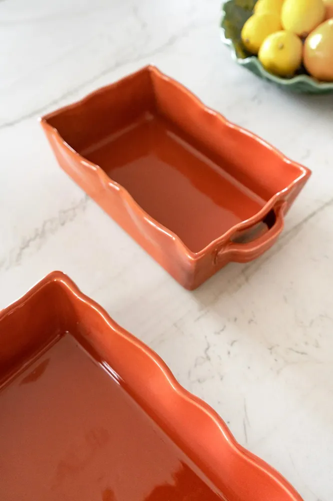 Teglia Da Forno Terracotta Con Bordo Ondulato